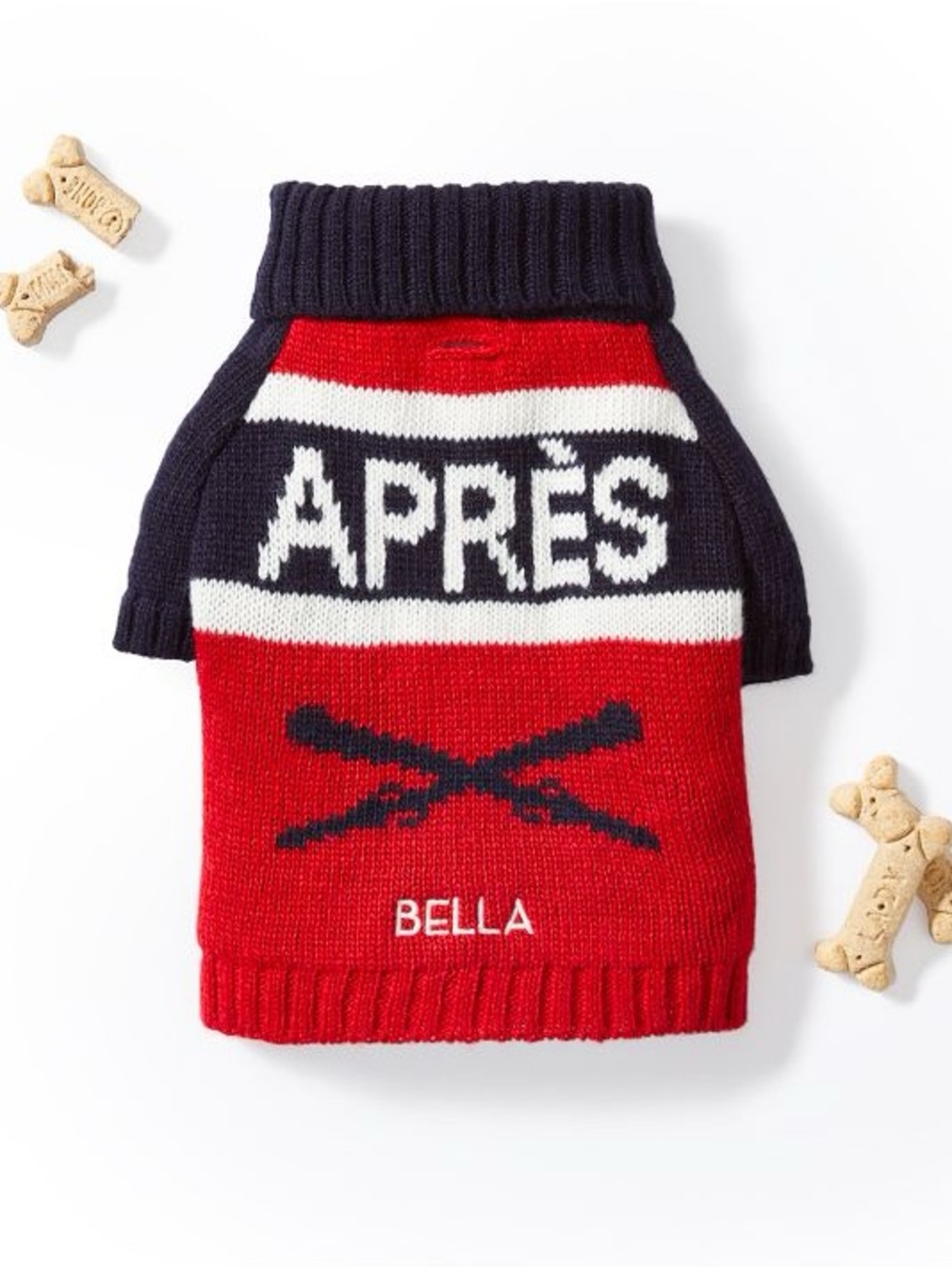 Size small No monogram Red & Navy 'APRÈS' Knitted Dog Sweater